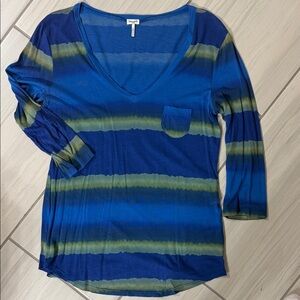 Splendid Blue and Green Striped Long Sleeve Tee